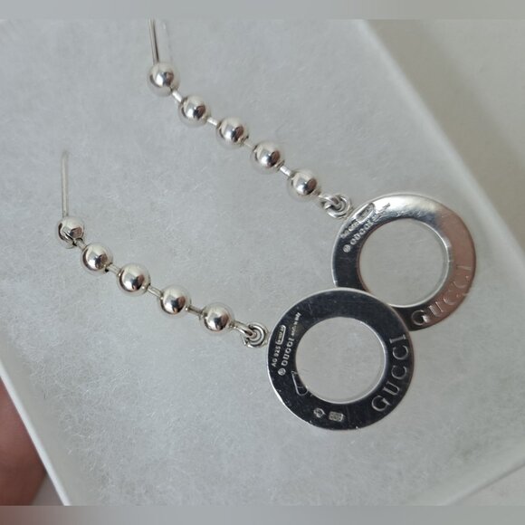 Gucci Women's Boucle Drop Earrings Sterling Silver 925 Italy 2.25" - Picture 7 of 15